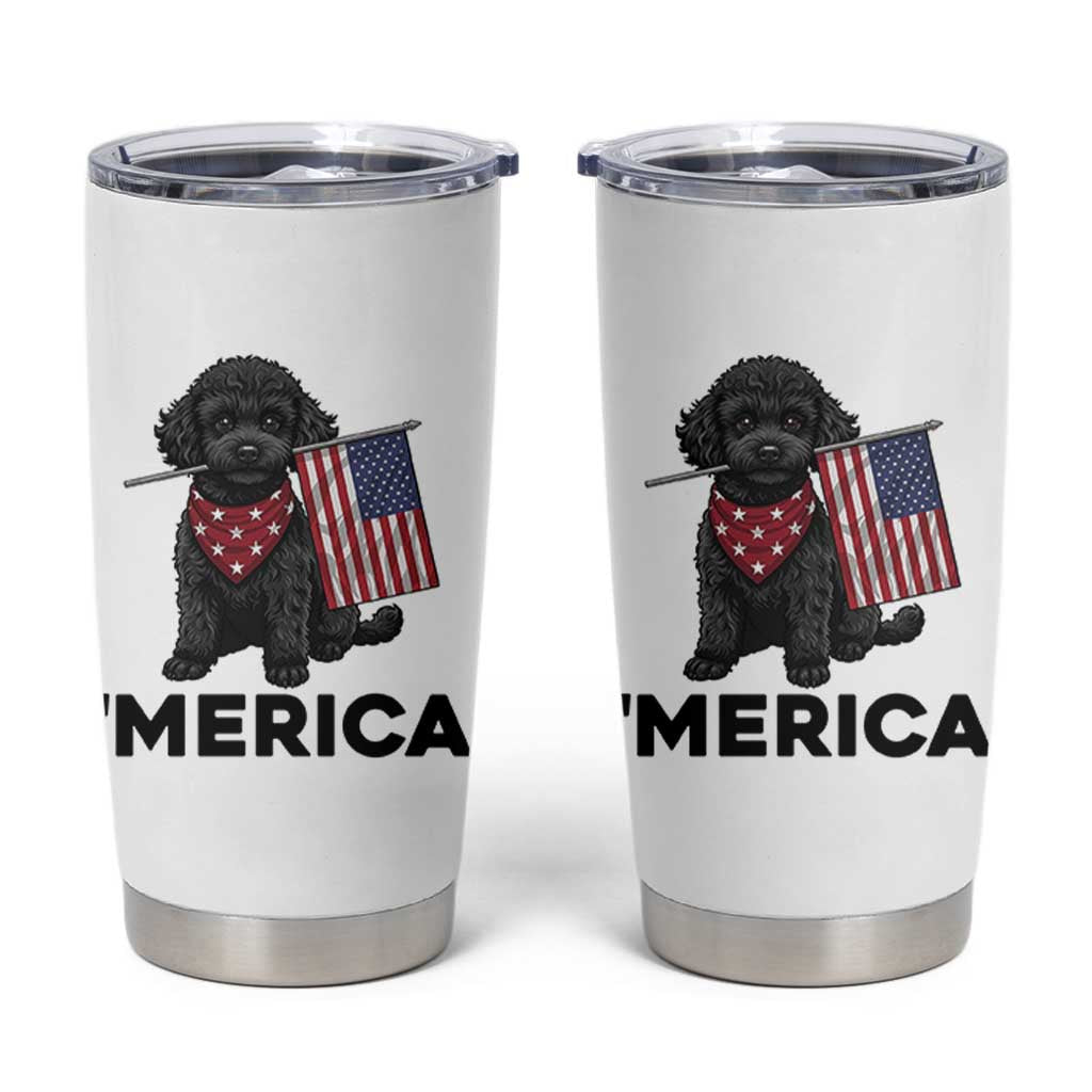 Merica Poodle Dog Lover Gift Tumbler Cup Patriotic 4th Of July