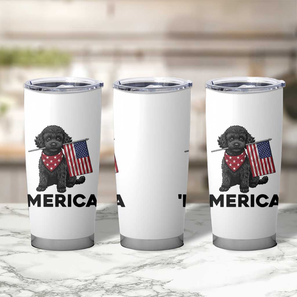 Merica Poodle Dog Lover Gift Tumbler Cup Patriotic 4th Of July