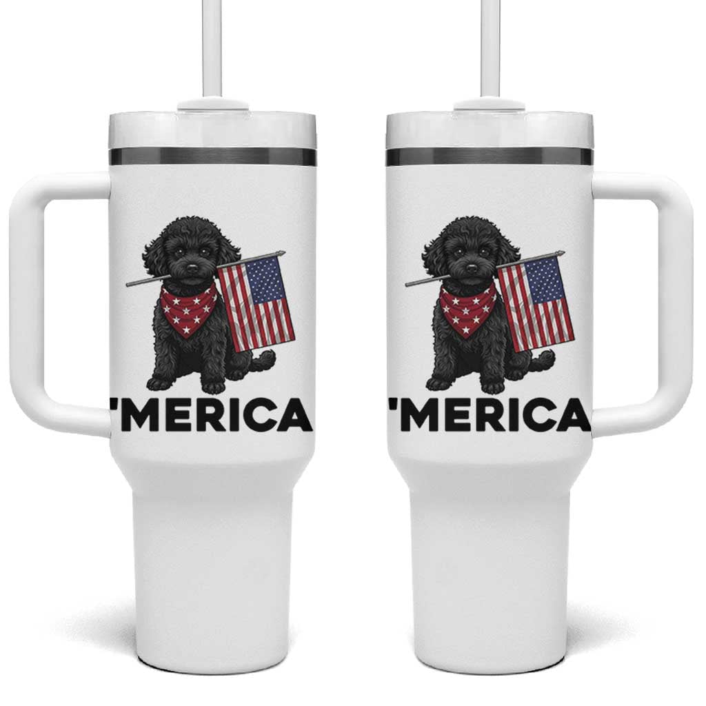 Merica Poodle Dog Lover Gift Tumbler With Handle Patriotic 4th Of July