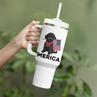 Merica Poodle Dog Lover Gift Tumbler With Handle Patriotic 4th Of July
