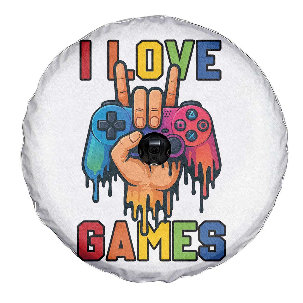 I Love Games Colorful Gamer Controller Gift Spare Tire Cover - Wonder Print Shop