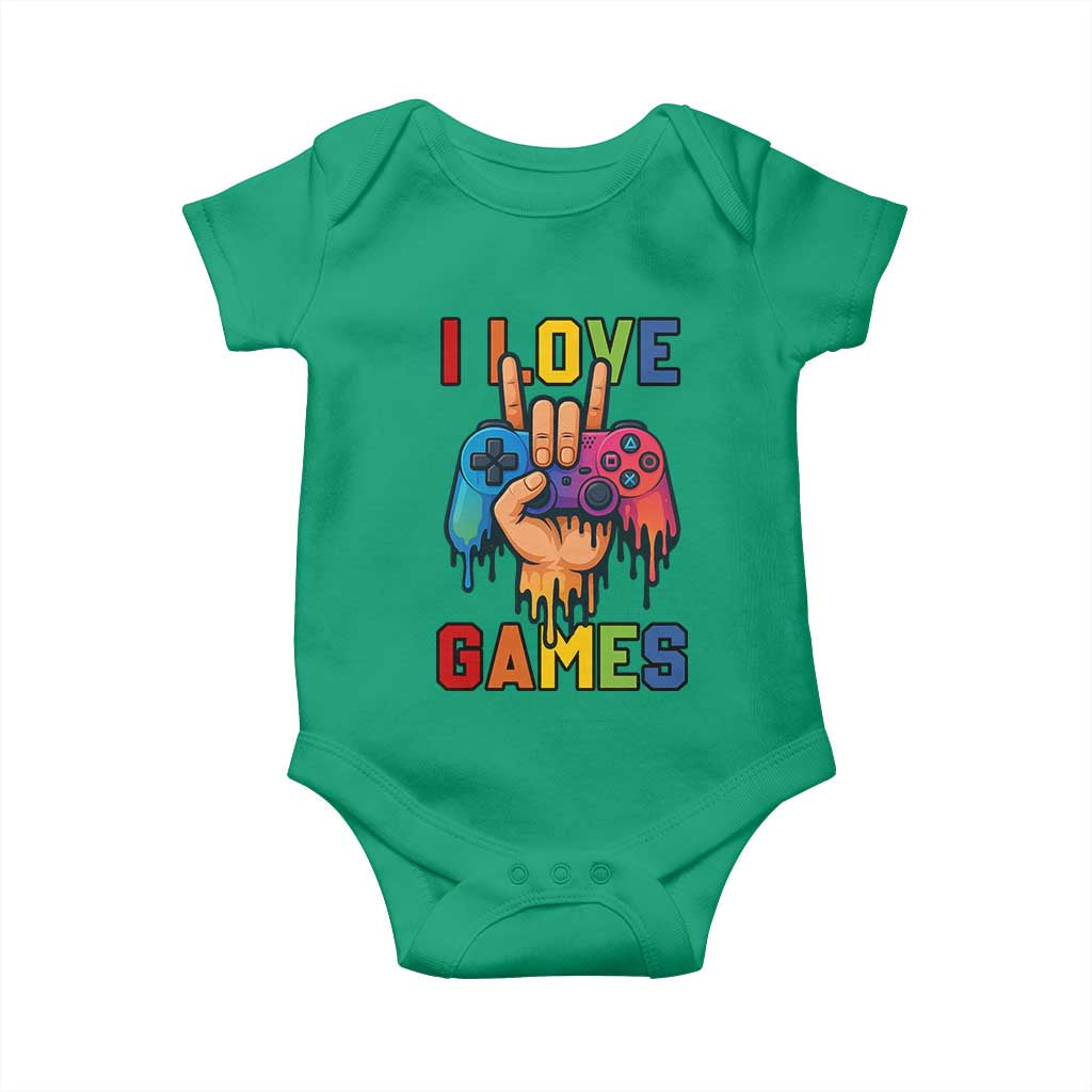 I Love Games Colorful Gamer Controller Gift Baby Onesie - Wonder Print Shop