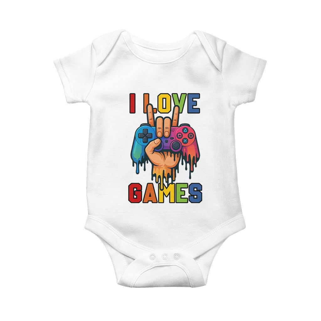 I Love Games Colorful Gamer Controller Gift Baby Onesie - Wonder Print Shop