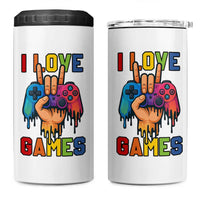 I Love Games Colorful Gamer Controller Gift 4 in 1 Can Cooler Tumbler