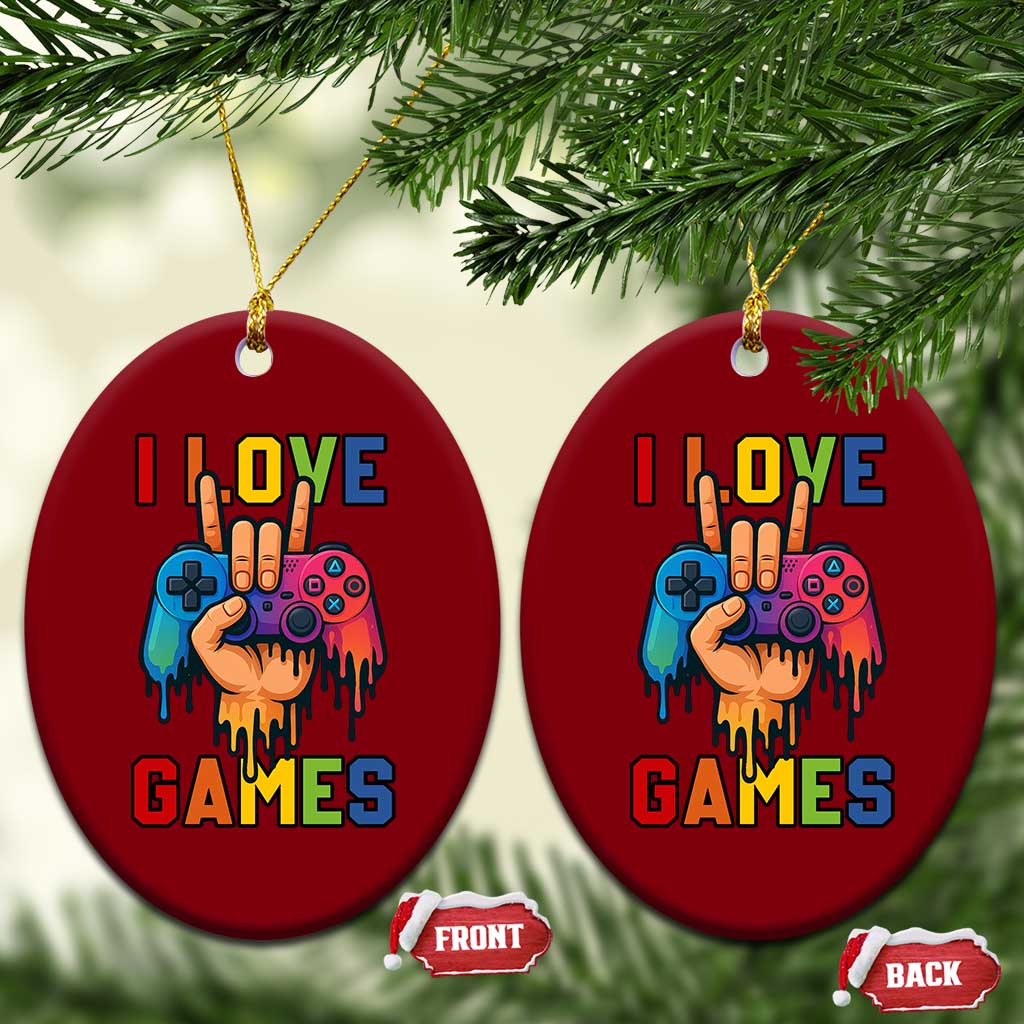 I Love Games Colorful Gamer Controller Gift Ceramic Ornament - Wonder Print Shop