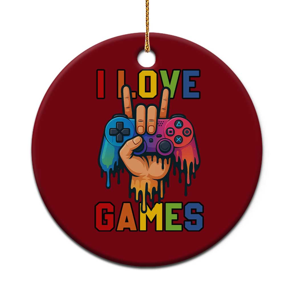 I Love Games Colorful Gamer Controller Gift Ceramic Ornament - Wonder Print Shop
