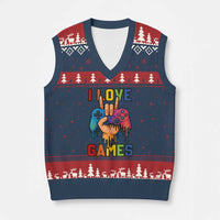 I Love Games Colorful Gamer Controller Gift V-Neck Knit Sweater Vest - Wonder Print Shop