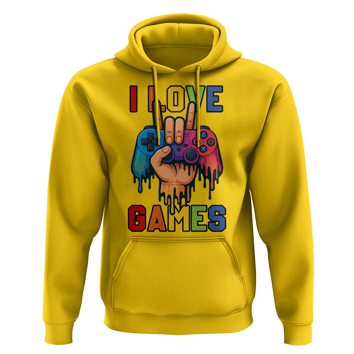 I Love Games Colorful Gamer Controller Gift Hoodie - Wonder Print Shop