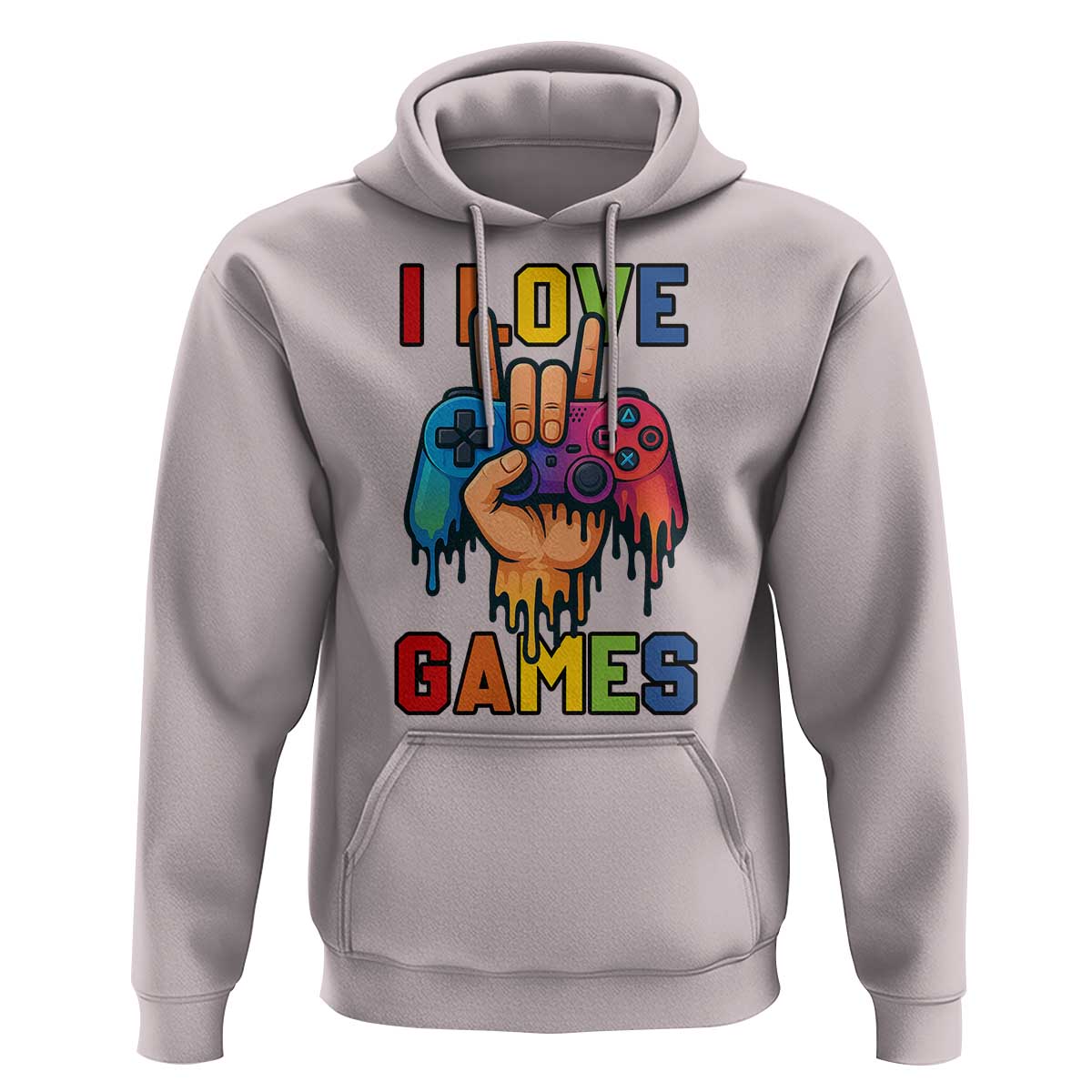 I Love Games Colorful Gamer Controller Gift Hoodie - Wonder Print Shop