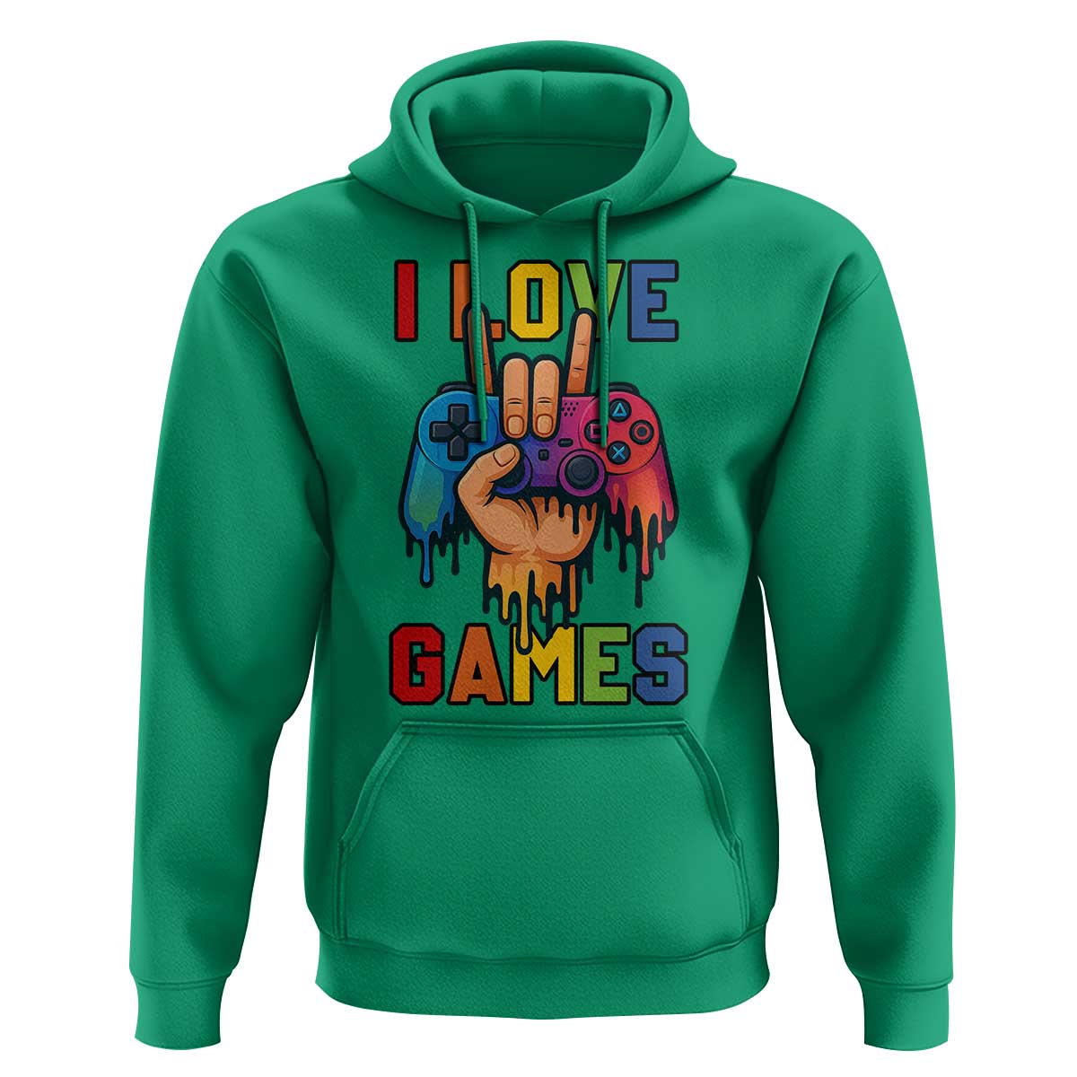 I Love Games Colorful Gamer Controller Gift Hoodie - Wonder Print Shop