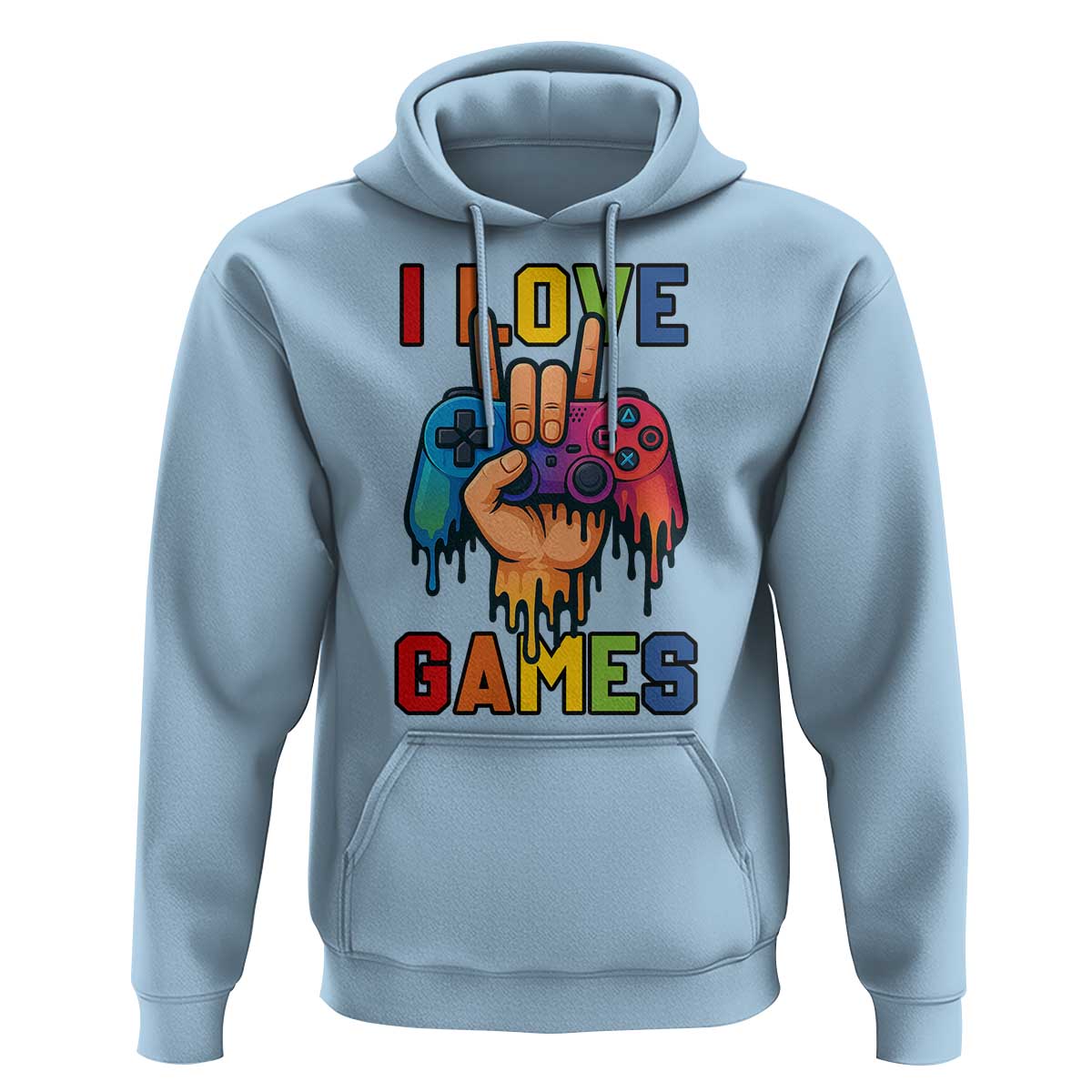 I Love Games Colorful Gamer Controller Gift Hoodie - Wonder Print Shop