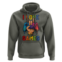 I Love Games Colorful Gamer Controller Gift Hoodie - Wonder Print Shop
