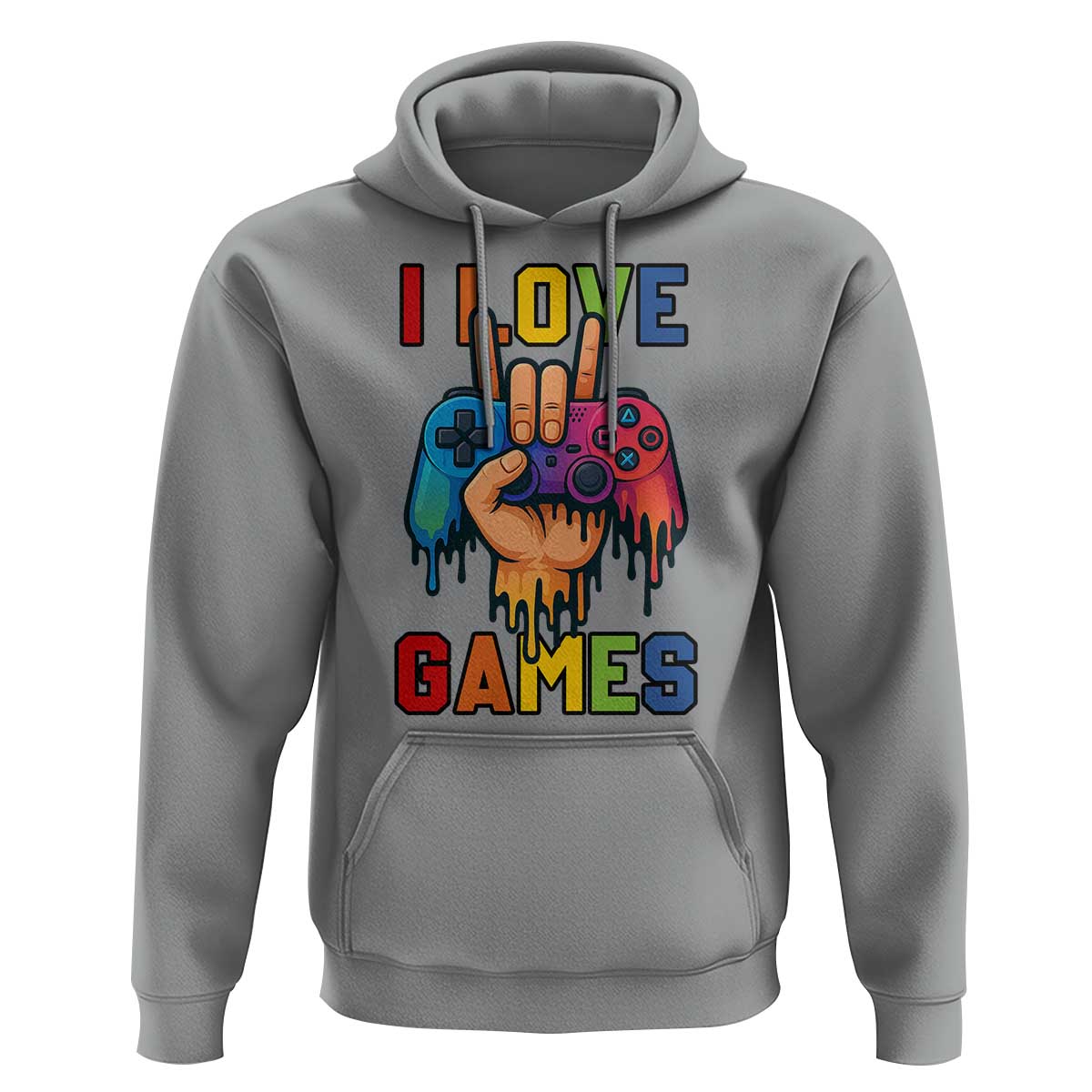 I Love Games Colorful Gamer Controller Gift Hoodie - Wonder Print Shop