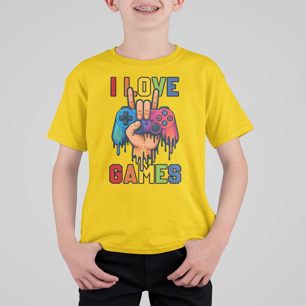I Love Games Colorful Gamer Controller Gift T Shirt For Kid - Wonder Print Shop