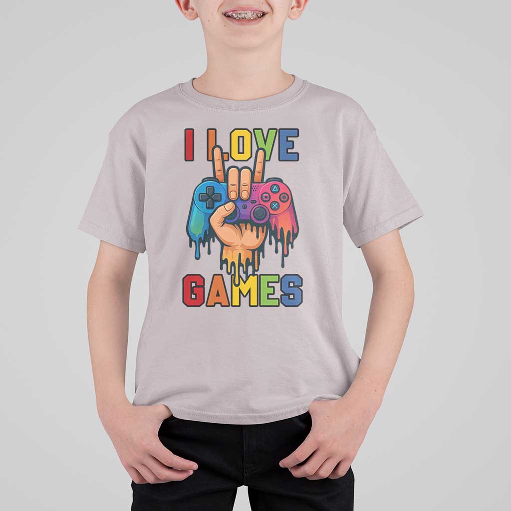 I Love Games Colorful Gamer Controller Gift T Shirt For Kid - Wonder Print Shop