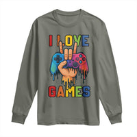 I Love Games Colorful Gamer Controller Gift Long Sleeve Shirt - Wonder Print Shop