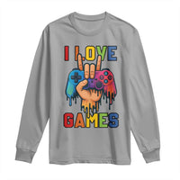 I Love Games Colorful Gamer Controller Gift Long Sleeve Shirt - Wonder Print Shop