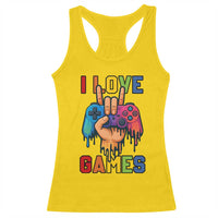 I Love Games Colorful Gamer Controller Gift Racerback Tank Top - Wonder Print Shop