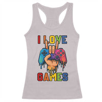I Love Games Colorful Gamer Controller Gift Racerback Tank Top - Wonder Print Shop