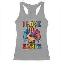 I Love Games Colorful Gamer Controller Gift Racerback Tank Top - Wonder Print Shop