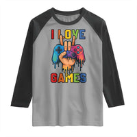 I Love Games Colorful Gamer Controller Gift Raglan Shirt - Wonder Print Shop
