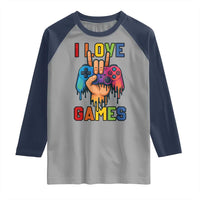 I Love Games Colorful Gamer Controller Gift Raglan Shirt - Wonder Print Shop