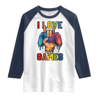 I Love Games Colorful Gamer Controller Gift Raglan Shirt - Wonder Print Shop