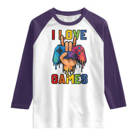 I Love Games Colorful Gamer Controller Gift Raglan Shirt - Wonder Print Shop