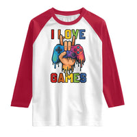 I Love Games Colorful Gamer Controller Gift Raglan Shirt - Wonder Print Shop