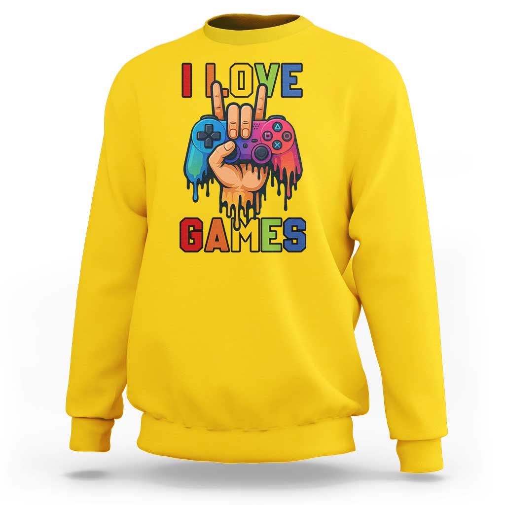 I Love Games Colorful Gamer Controller Gift Sweatshirt - Wonder Print Shop