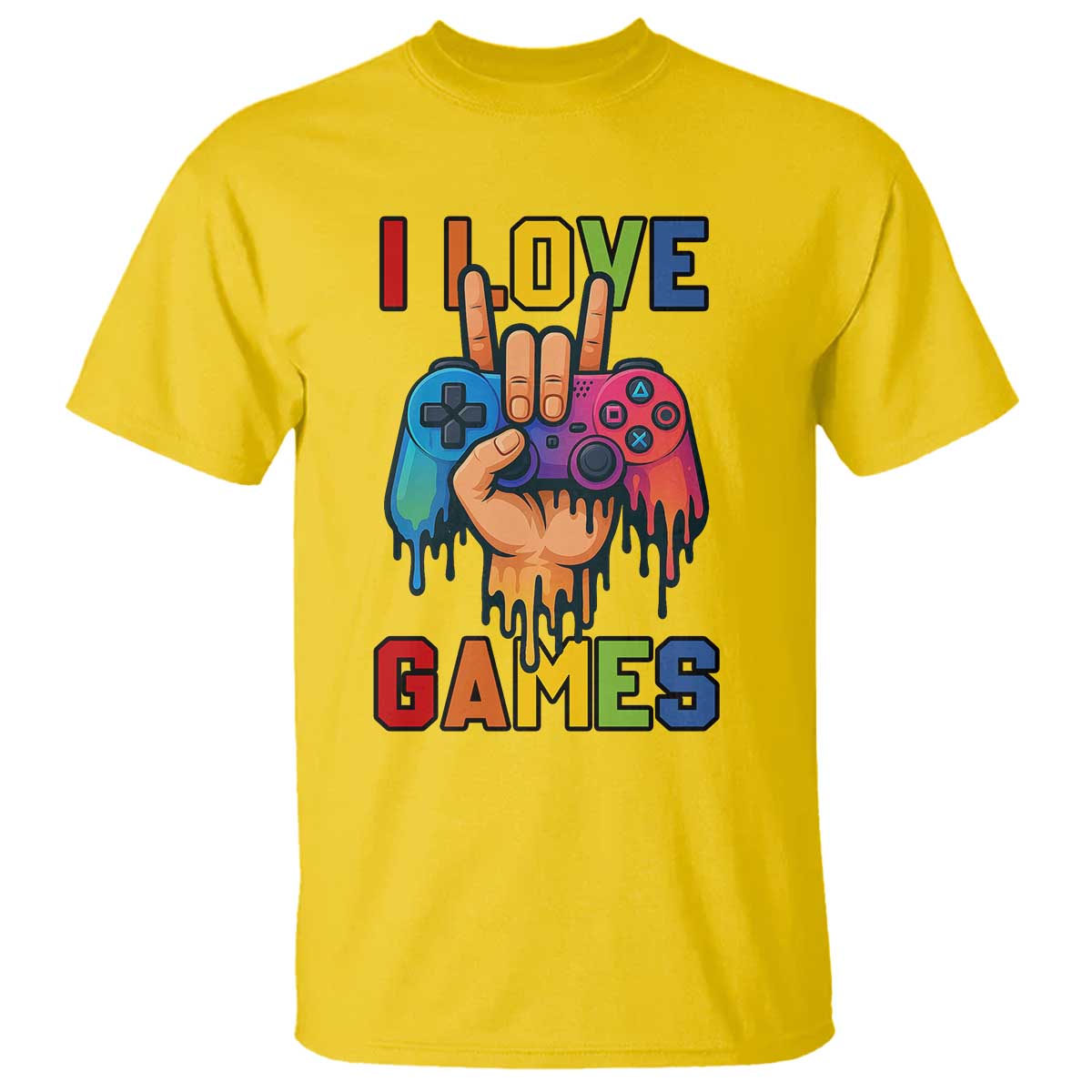 I Love Games Colorful Gamer Controller Gift T Shirt - Wonder Print Shop