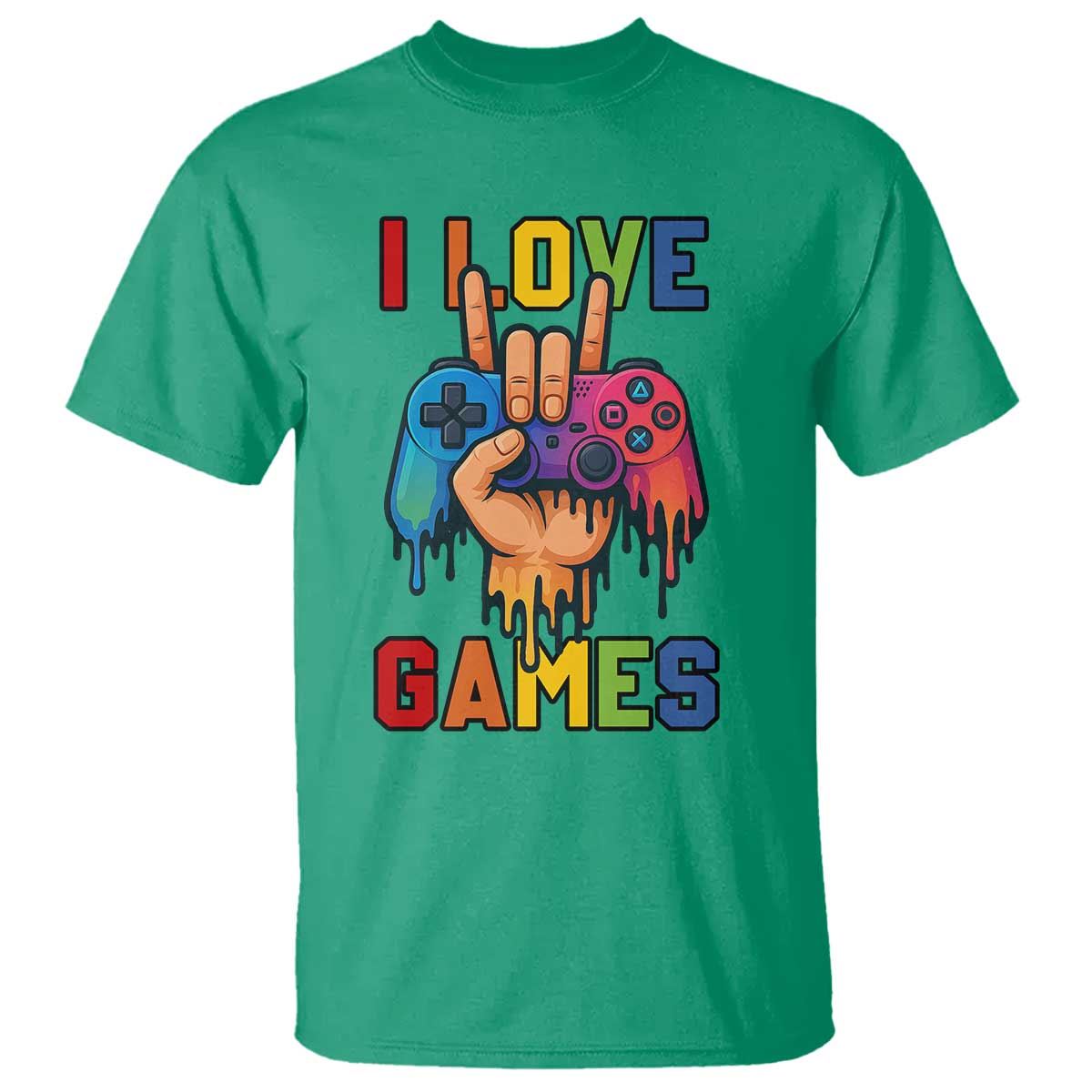 I Love Games Colorful Gamer Controller Gift T Shirt - Wonder Print Shop