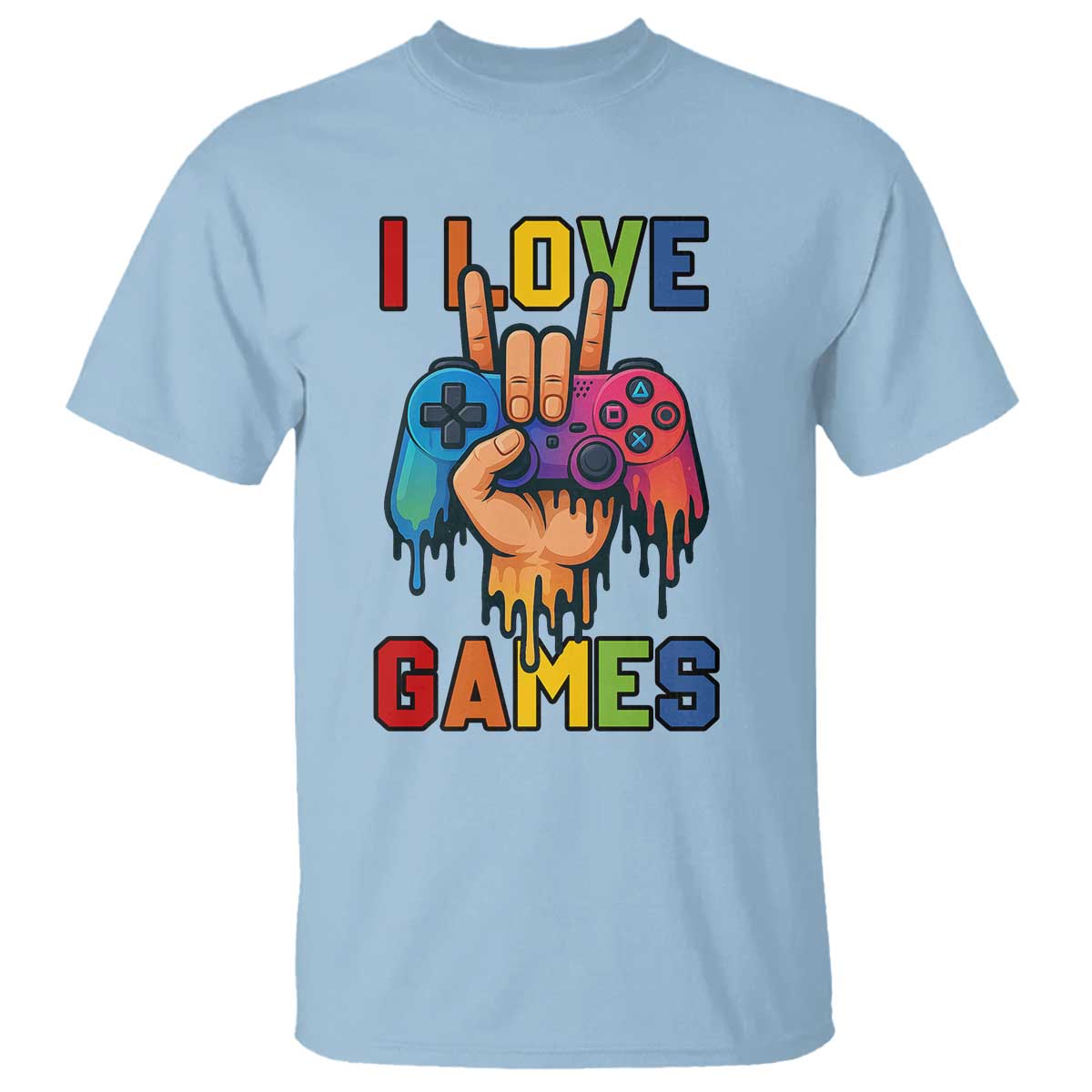 I Love Games Colorful Gamer Controller Gift T Shirt - Wonder Print Shop