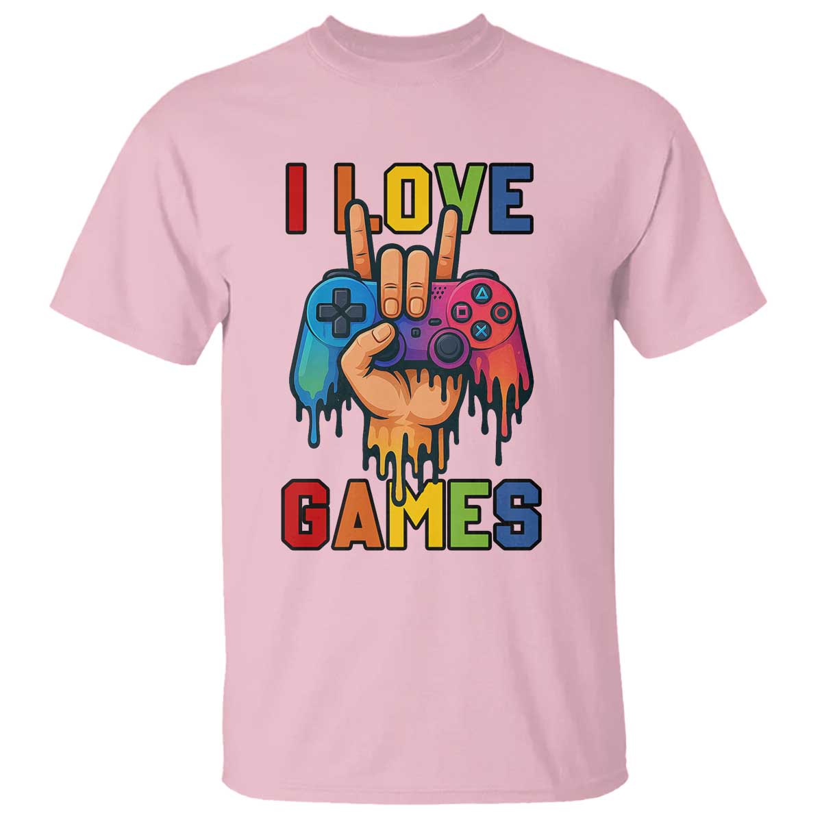 I Love Games Colorful Gamer Controller Gift T Shirt - Wonder Print Shop