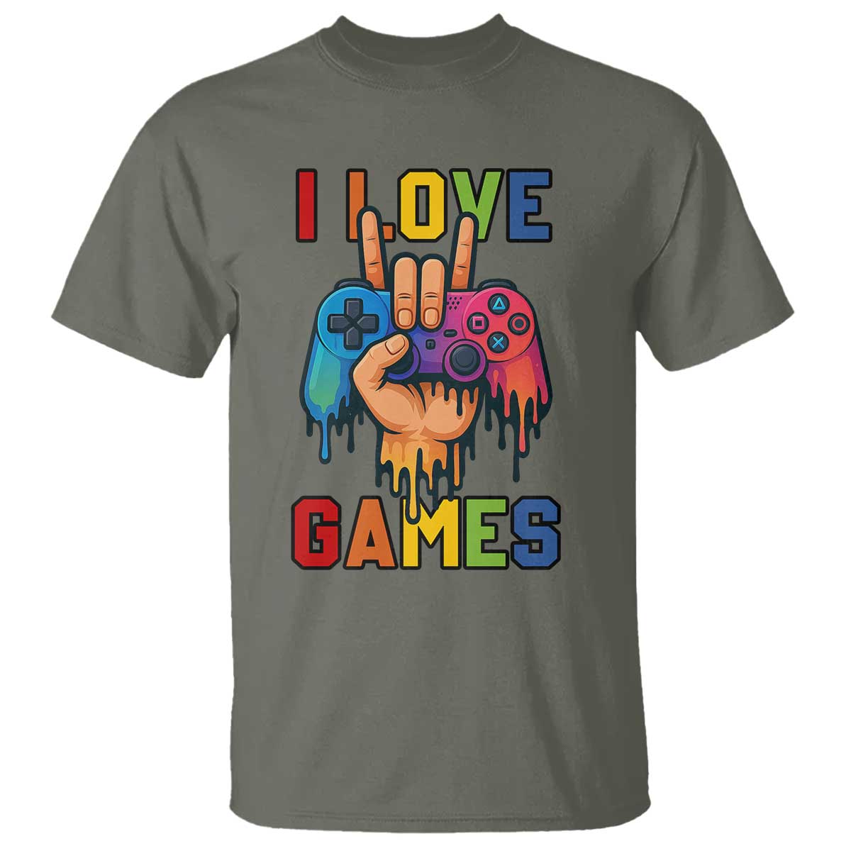 I Love Games Colorful Gamer Controller Gift T Shirt - Wonder Print Shop