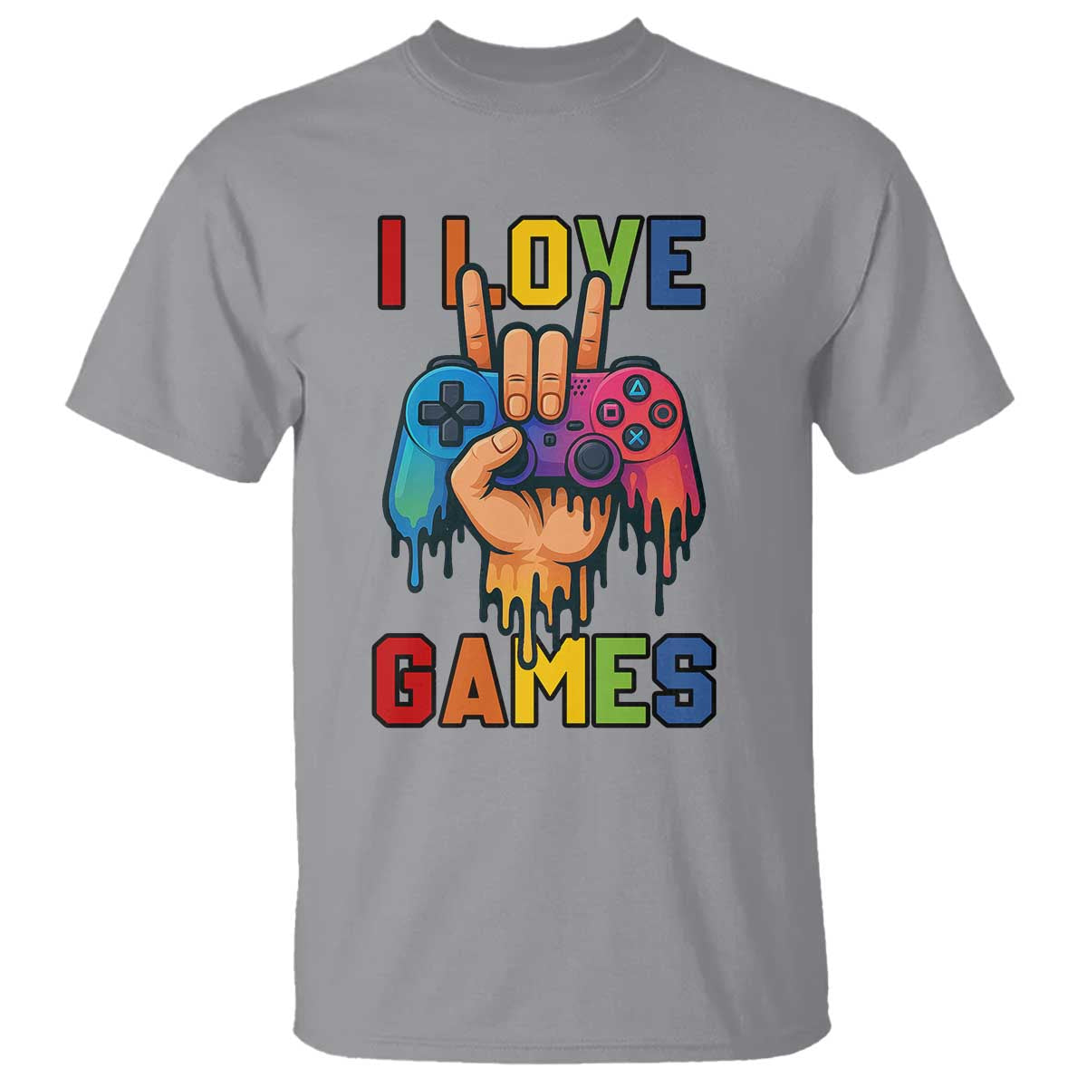 I Love Games Colorful Gamer Controller Gift T Shirt - Wonder Print Shop