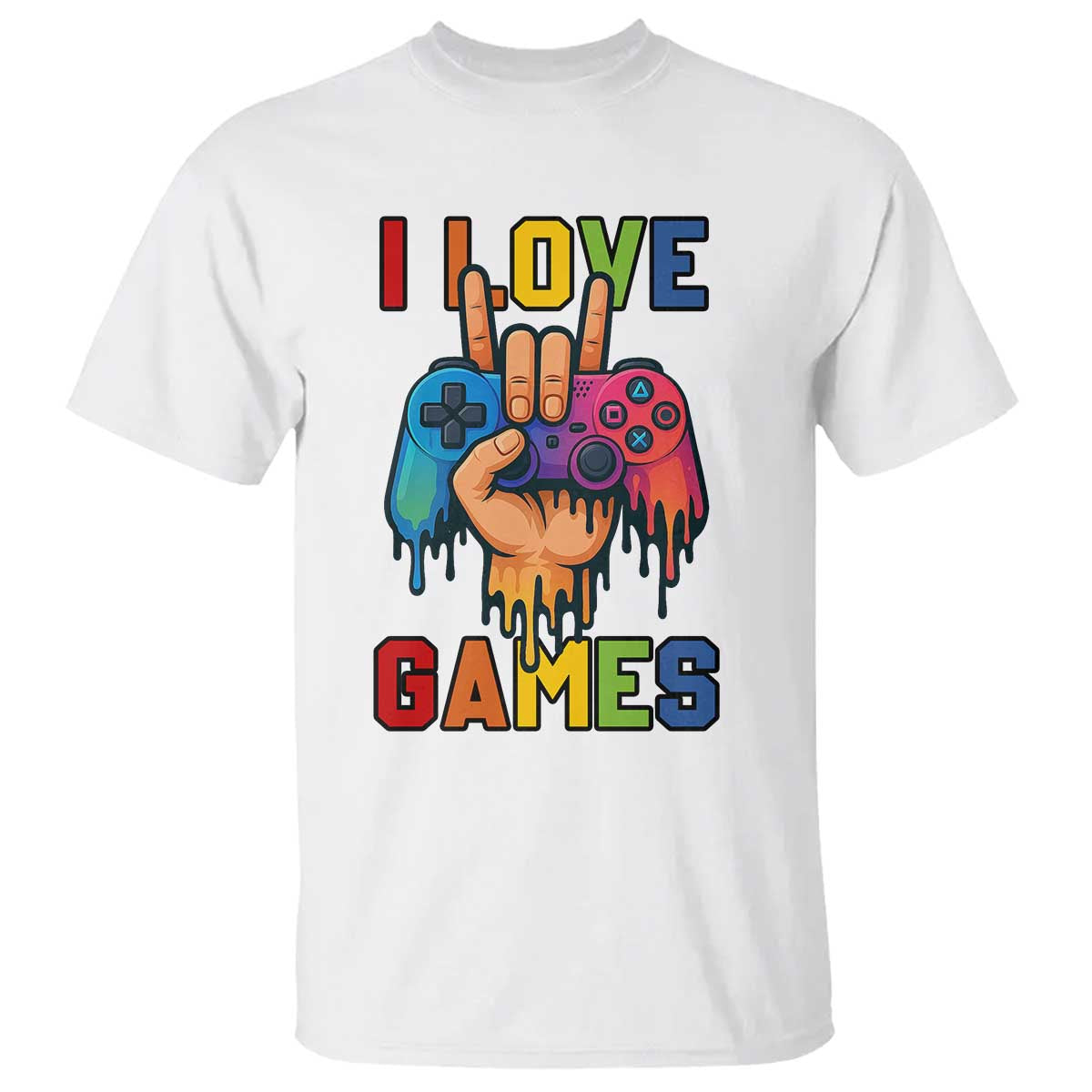 I Love Games Colorful Gamer Controller Gift T Shirt - Wonder Print Shop