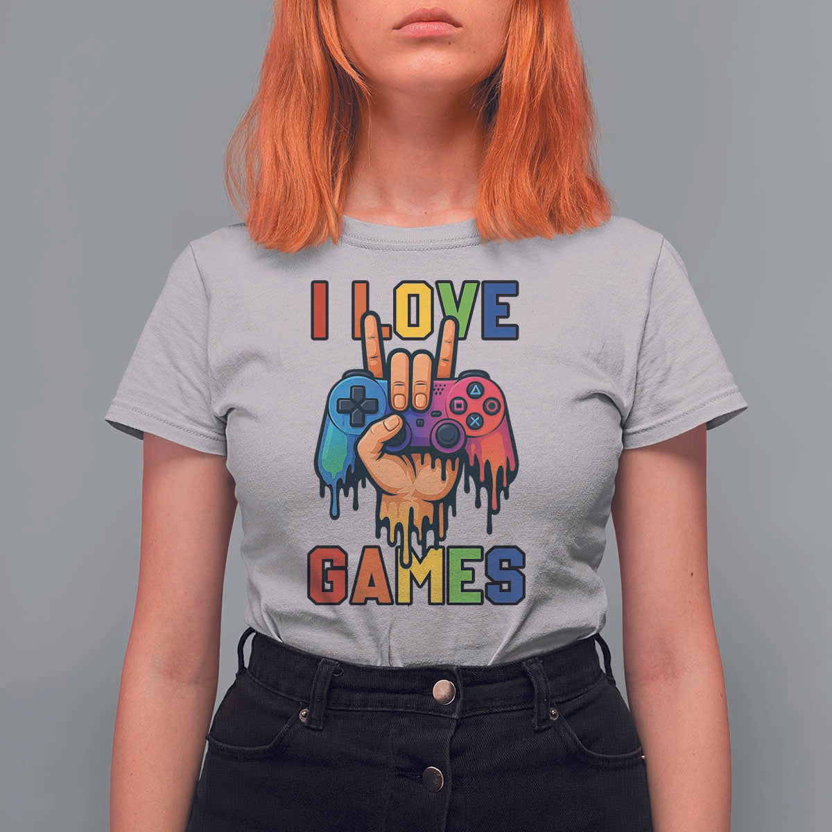 I Love Games Colorful Gamer Controller Gift T Shirt For Women - Wonder Print Shop