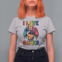 I Love Games Colorful Gamer Controller Gift T Shirt For Women - Wonder Print Shop