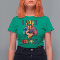I Love Games Colorful Gamer Controller Gift T Shirt For Women - Wonder Print Shop
