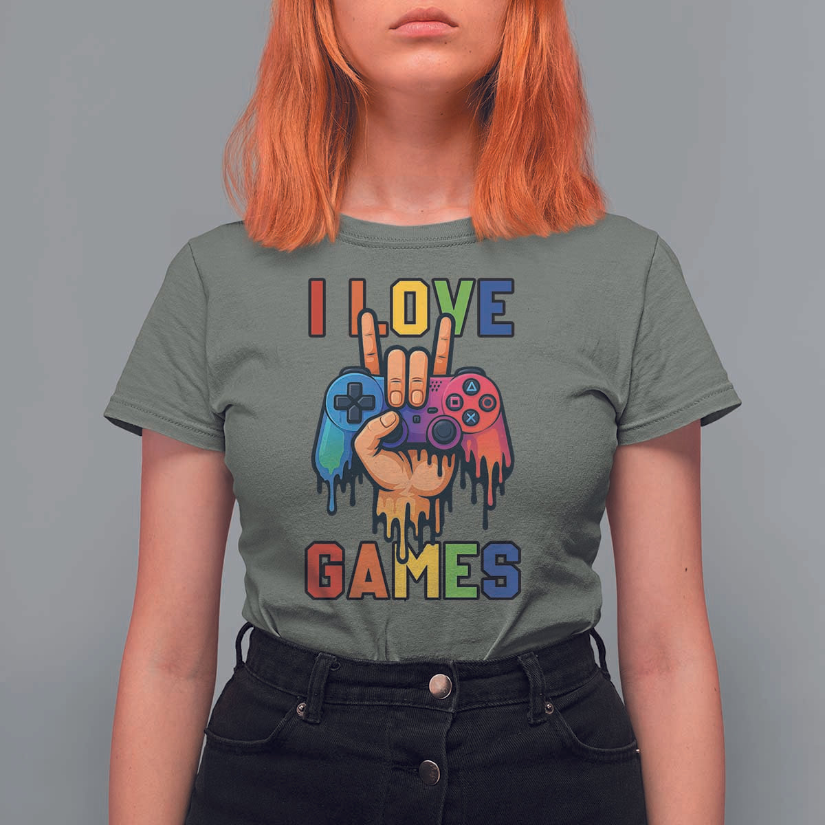 I Love Games Colorful Gamer Controller Gift T Shirt For Women - Wonder Print Shop