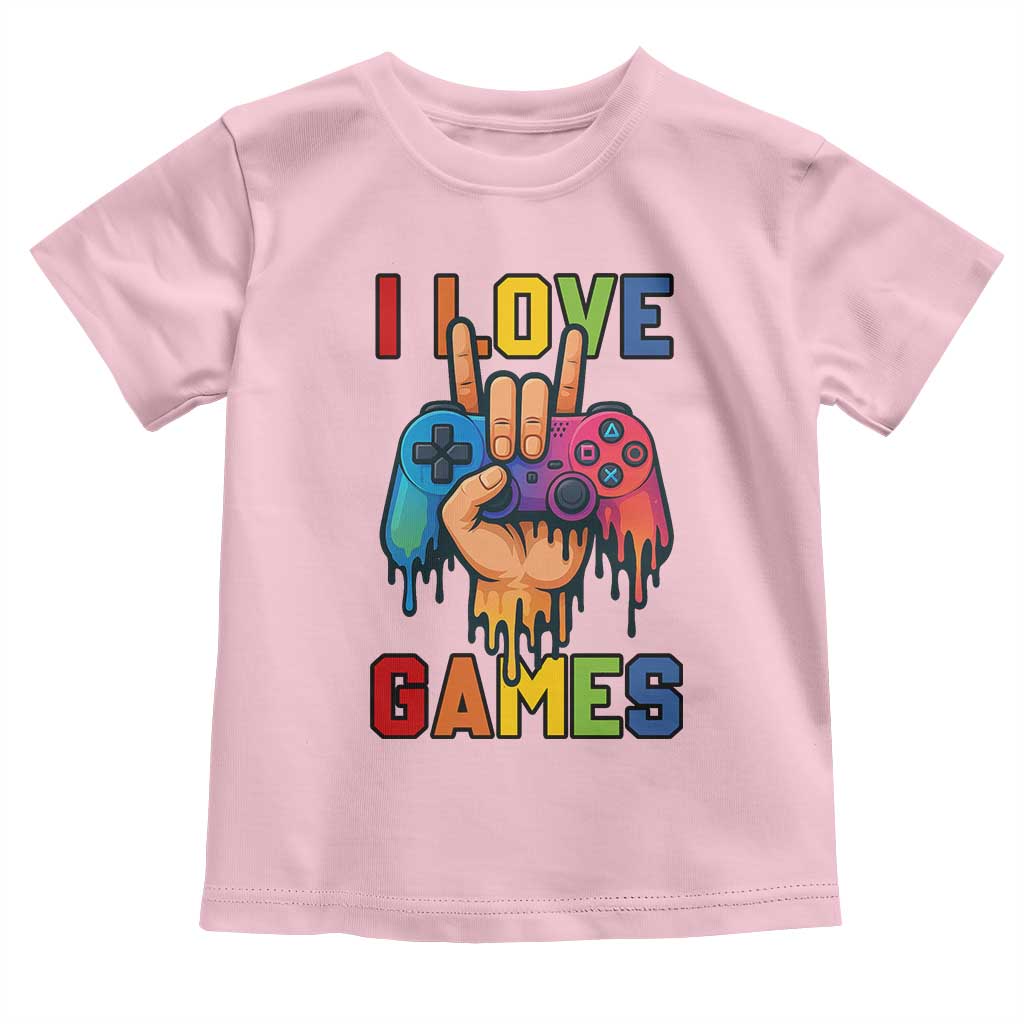 I Love Games Colorful Gamer Controller Gift Toddler T Shirt - Wonder Print Shop