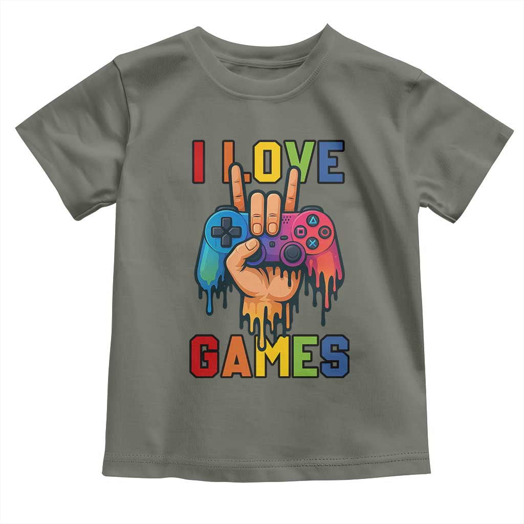 I Love Games Colorful Gamer Controller Gift Toddler T Shirt - Wonder Print Shop