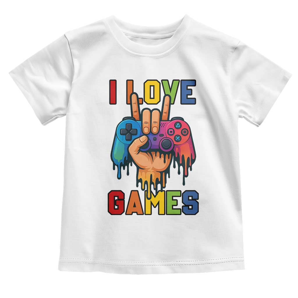 I Love Games Colorful Gamer Controller Gift Toddler T Shirt - Wonder Print Shop