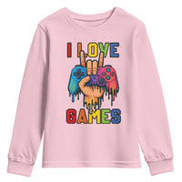 I Love Games Colorful Gamer Controller Gift Youth Sweatshirt - Wonder Print Shop