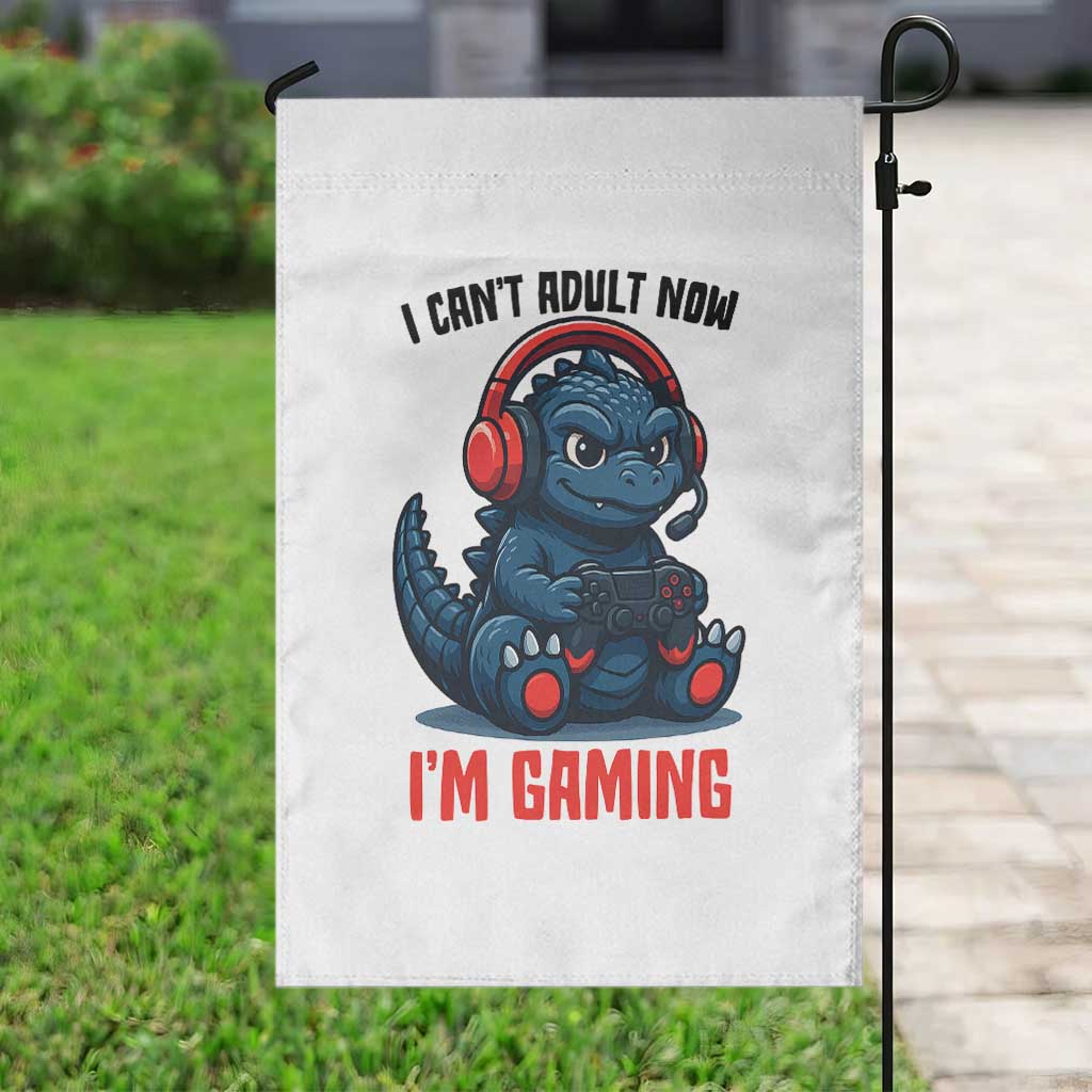 I Cant Adult Now Im Gaming Garden Flag Funny Monster Playing Video Game - Wonder Print Shop