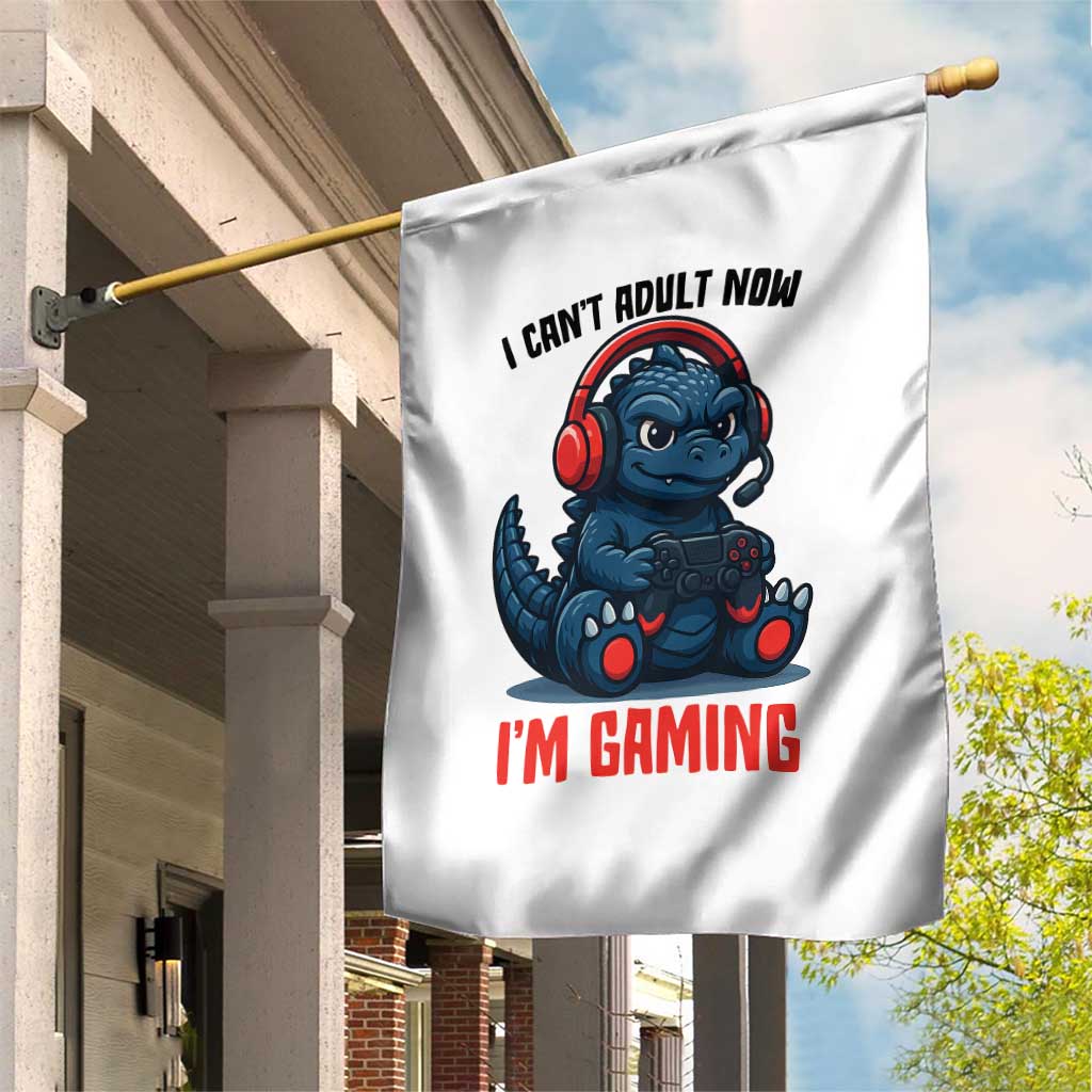 I Cant Adult Now Im Gaming Garden Flag Funny Monster Playing Video Game - Wonder Print Shop