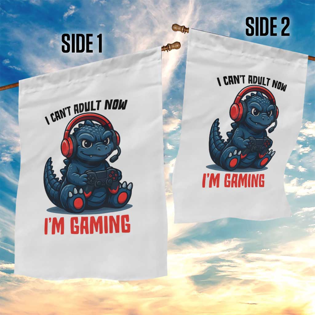 I Cant Adult Now Im Gaming Garden Flag Funny Monster Playing Video Game - Wonder Print Shop