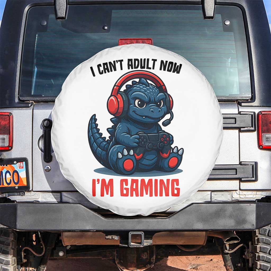 I Cant Adult Now Im Gaming Spare Tire Cover Funny Monster Playing Video Game - Wonder Print Shop
