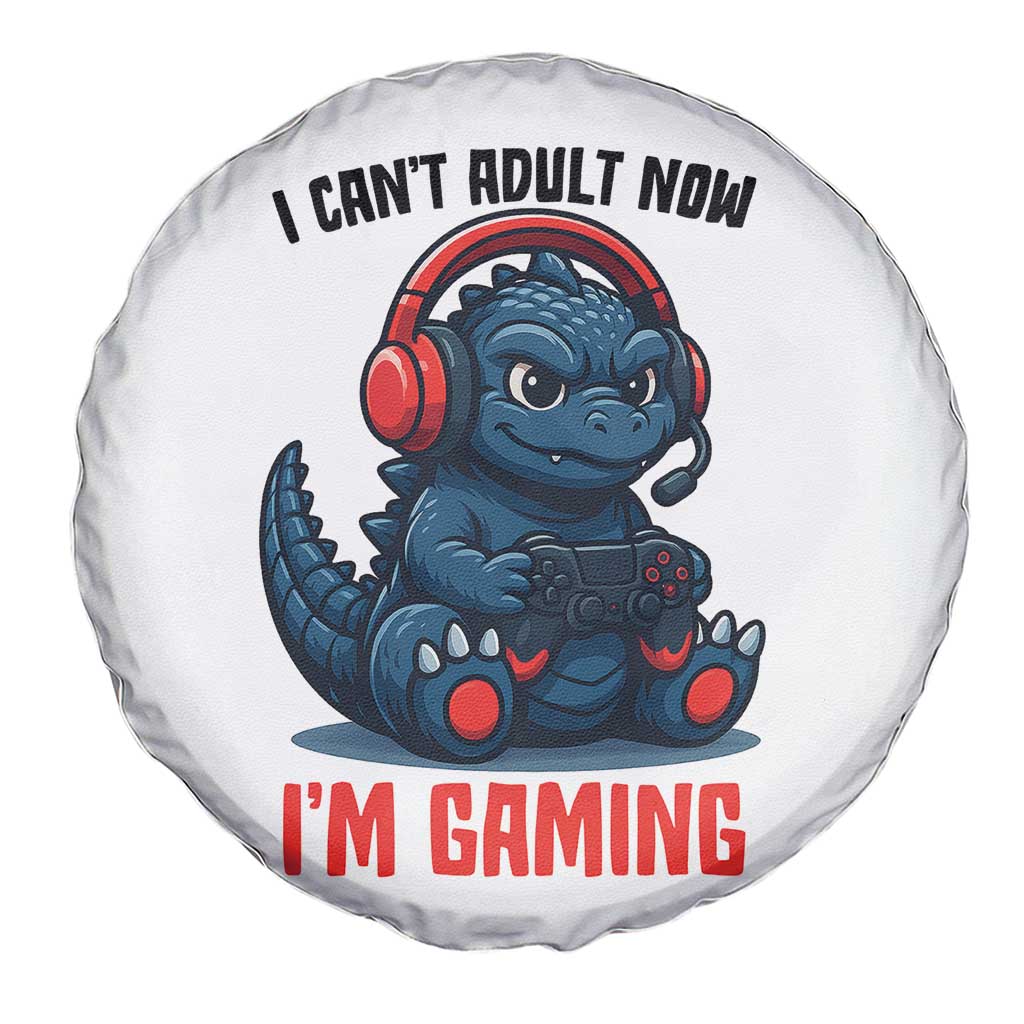 I Cant Adult Now Im Gaming Spare Tire Cover Funny Monster Playing Video Game - Wonder Print Shop